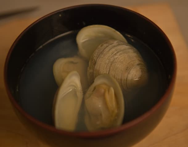 Konbu Dashi Soup with Clams